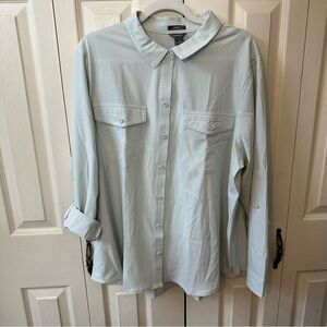 Eddie Bauer Mint Light Blue Departure Shirt Button Down Womens Size XXL